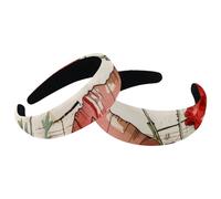 Set di 2 fasce larghe in velluto da donna, con note musicali e fiori di papavero, accessori imbottiti, fasce per capelli di bellezza per ragazze