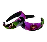 Set di 2 fasce larghe in velluto da donna, con pietre di basalto zen, accessori per capelli con orchidea, fasce imbottite per capelli di bellezza, fasce per capelli spesse per ragazze
