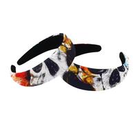 Set di 2 fasce larghe in velluto da donna, con schizzi colorati, teschi, accessori illustrativi, fasce imbottite per capelli di bellezza, fasce per capelli spesse per ragazze