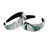 Set di 2 fasce larghe in velluto da donna, fiori di margherita bianca, accessori in legno, accessori per capelli imbottiti, fasce per capelli di bellezza per ragazze spesse