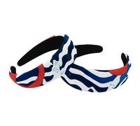 Set di 2 fasce larghe in velluto da donna, motivo a righe rosse e blu, con motivo a onde e strisce, imbottite, fasce per capelli di bellezza per ragazze