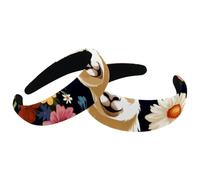 Set di 2 fasce larghe in velluto da donna, motivo floreale alpaca, margherite, accessori imbottiti, fasce per capelli di bellezza per ragazze e ragazze