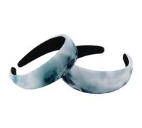 Set di 2 fasce larghe in velluto da donna, motivo onde oceaniche blu marino, accessori imbottiti, fasce per capelli di bellezza per ragazze spesse