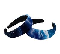 Set di 2 fasce larghe in velluto da donna, motivo pianeta spaziale, accessori imbottiti, fasce per capelli di bellezza per ragazze spesse