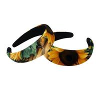 Set di 2 fasce larghe in velluto da donna, motivo tartaruga marina e girasoli, accessori imbottiti, fasce per capelli di bellezza per ragazze