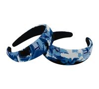 Set di 2 fasce larghe in velluto da donna, motivo teschi, accessori blu, fasce imbottite per capelli di bellezza, fasce per capelli spesse per ragazze