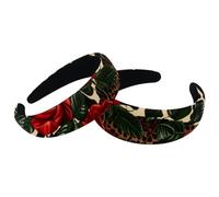 Set di 2 fasce larghe in velluto da donna, stampa leopardata con rose rosse, accessori imbottiti, fasce per capelli di bellezza per ragazze e ragazze