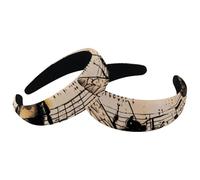 Set di 2 fasce larghe in velluto da donna, stile retrò, con note musicali e api, accessori imbottiti per capelli, per ragazze