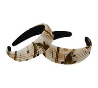 Set di 2 fasce larghe in velluto da donna, stile vintage, con motivo a tulipani e note musicali, accessori imbottiti, fasce per capelli di bellezza per ragazze