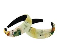 Set di 2 fasce larghe in velluto da donna, vintage, con note musicali e girasole, accessori imbottiti, fasce per capelli di bellezza per ragazze, fasce spesse per capelli