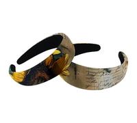 Set di 2 fasce larghe in velluto da donna, vintage, con note musicali e girasoli, accessori per capelli imbottiti, fasce per capelli di bellezza per ragazze