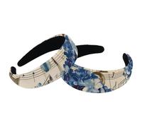 Set di 2 fasce larghe in velluto da donna, vintage, con note musicali e ortensie, accessori imbottiti, fasce per capelli di bellezza per ragazze