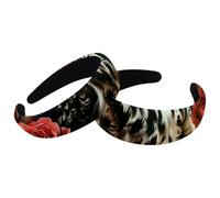 Set di 2 fasce larghe in velluto da donna, vintage, con rose rosse, accessori per capelli imbottiti, fasce per capelli di bellezza per ragazze spesse