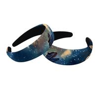 Set di 2 fasce larghe in velluto per donne, accessori per capelli con dinosauro spaziale galassia e dinosauri, fasce imbottite per capelli di bellezza per ragazze fasce per capelli spesse