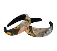 Set di 2 fasce larghe in velluto per donne, accessori per capelli con fiori alieni spaziali, fasce imbottite per capelli di bellezza per ragazze fasce per capelli spesse