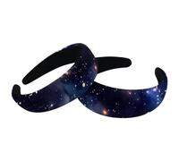 Set di 2 fasce larghe in velluto per donne, accessori per capelli con galassia spaziale e terra, universo, fasce imbottite per capelli di bellezza per ragazze fasce per capelli spesse