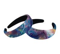 Set di 2 fasce larghe in velluto per donne, accessori per capelli con gatto della galassia dell'universo, fasce imbottite per capelli di bellezza per ragazze fasce per capelli spesse