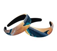 Set di 2 fasce larghe in velluto per donne, accessori per saltare, con delfini marini, fasce imbottite per capelli di bellezza, fasce per capelli spesse per ragazze