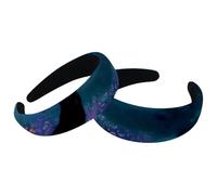 Set di 2 fasce larghe in velluto per donne, campo di fiori viola, accessori per gatti neri, fasce imbottite per capelli di bellezza, fasce per capelli spesse per ragazze