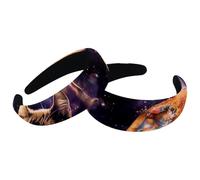 Set di 2 fasce larghe in velluto per donne, ciambelle con gatti, accessori per capelli, con motivi galassia, fasce imbottite per capelli di bellezza per ragazze