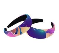 Set di 2 fasce larghe in velluto per donne, fantasia, arcobaleno, stelle, unicorno, accessori imbottiti, fasce per capelli di bellezza per ragazze