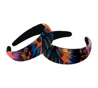 Set di 2 fasce larghe in velluto per donne, fiori e farfalle, accessori con motivo colorato, fasce imbottite per capelli di bellezza, fasce per capelli spesse per ragazze