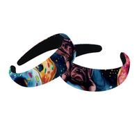 Set di 2 fasce larghe in velluto per donne, galassia pianeti ciambelle accessori per cani fasce imbottite per capelli di bellezza fasce per capelli spesse per ragazze