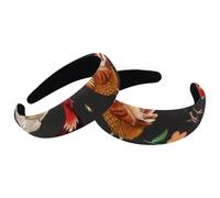 Set di 2 fasce larghe in velluto per donne, galli galline e fiori, accessori per capelli imbottiti, fasce per capelli di bellezza per ragazze spesse