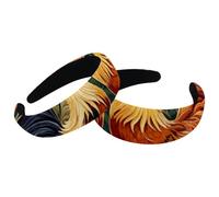 Set di 2 fasce larghe in velluto per donne, gallo al tramonto e girasoli, accessori imbottiti per capelli, fasce per capelli di bellezza per ragazze spesse