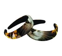 Set di 2 fasce larghe in velluto per donne, girasoli, gatto, gattino, accessori per la testa imbottiti, fasce per capelli di bellezza per ragazze, fasce spesse per capelli