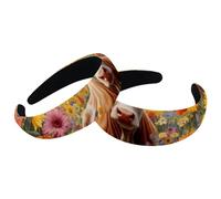 Set di 2 fasce larghe in velluto per donne, girasoli, mucca, farfalla, accessori per capelli imbottiti, fasce per capelli di bellezza per ragazze