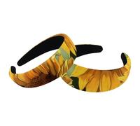 Set di 2 fasce larghe in velluto per donne, girasoli retrò, accessori per pittura, fasce imbottite per capelli di bellezza, fasce per capelli spesse per ragazze