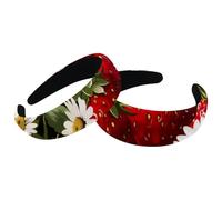 Set di 2 fasce larghe in velluto per donne, margherite e fragole, accessori per capelli imbottiti, fasce per capelli di bellezza per ragazze, fasce spesse per capelli