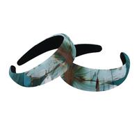 Set di 2 fasce larghe in velluto per donne, margherite, farfalle, accessori in legno color foglia di tè, fasce imbottite per capelli di bellezza, fasce per capelli spesse per ragazze