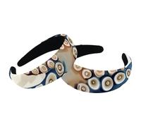 Set di 2 fasce larghe in velluto per donne, motivo a piedi di polipo, accessori con motivo mare, fasce imbottite per capelli di bellezza per ragazze fasce per capelli spesse