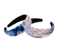 Set di 2 fasce larghe in velluto per donne, ortensie e margherite, accessori floreali con farfalle, fasce imbottite per capelli di bellezza, fasce per capelli spesse per ragazze