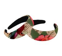Set di 2 fasce larghe in velluto per donne, rose rosse con uccellino, note musicali, accessori vintage, fasce imbottite per capelli di bellezza, fasce per capelli spesse per ragazze