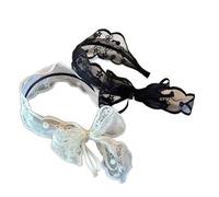 Set di 2 fasce per capelli con fiocco in pizzo francese, con bordo largo, accessorio estivo per capelli in stile vintage pastorale, elegante decorazione per capelli