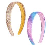 Set di 2 fasce per capelli con strass e cristalli, graziose e scintillanti, larghe e spesse, accessori per capelli per bambini, alla moda, accessori per capelli scintillanti per ragazze e donne (2