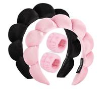 Set di 2 fasce per la cura della pelle con bolle d'aria per il lavaggio del viso, fasce per il trucco gonfie per il lavaggio del viso, per lavare il viso, maschera, trattamento della pelle