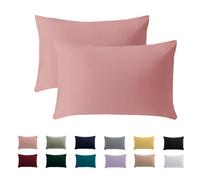 Set di 2 federe 70 x 90 cm, colore: rosa corallo, per cuscini in 100% microfibra, non necessita di stiratura e senza pieghe con chiusura lampo