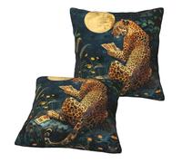 Set di 2 federe copricuscino 45,7 x 45,7 cm (senza cuscino), motivo: leopardo che legge tarocchi, federa quadrata decorativa per divano, letto, soggiorno, decorazione della casa, morbida federa per