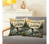 Set di 2 federe copricuscino rustiche con citazione Lake Loon, 40,6 x 40,6 | Federe per cuscini, a tema casa sul lago, decorazione rustica, paesaggio selvaggio, regalo per gli amanti della natura