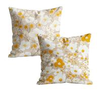 Set di 2 Federe Cuscini 60x60 cm in Velluto Morbido, Copricuscini Decorazioni Casa con Motivo Stile pastorale, Federe Cuscini Divano con Cerniera Invisibile per Poltrona Soggiorno Giallo M-w-4448