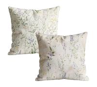 Set di 2 Federe Cuscini 75x75, Impermeabili in Lino con Motivo Stile pastorale Double Face, Decorazioni Pasqua Copricuscini con Cerniera Nascosta, per Soggiorno, Terrazzo Decorazioni Beige M-w-1396