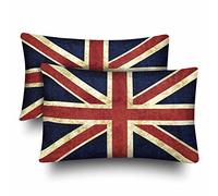 Set di 2 Federe Cuscini, Bandiera retrò Dell'Inghilterra La Bandiera Britannica Dell'Union Jack Federa Cuscino Durevole Fodere per Cuscino per Divano Letto Casa 40X60Cm