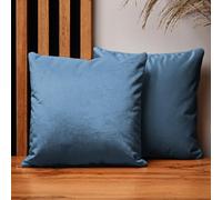 Set di 2 federe cuscini divano 30 x 30 cm azzurro quadrato - in tessuto velluto, con cerniera - federa cuscino 30x30 decorative per divano, soggiorno, camera da letto