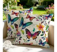 Set di 2 Federe Cuscini Divano 30x30 cm Estate Esterno Impermeabili Copri Cuscini per Divano Farfalla Primavera Copricuscino Federa Cuscino Rustico per Patio Giardino Balcone Soggiorno -GY151