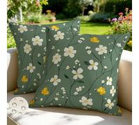 Set di 2 Federe Cuscini Divano 30x30 cm Estate Esterno Impermeabili Copri Cuscini per Divano Verde Salvia Primavera Copricuscino Federa Cuscino Fiori Primavera per Patio Giardino Balconeo -GY191