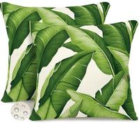 Set di 2 Federe Cuscini Divano 35x35 cm Estate Esterno Impermeabili Copri Cuscini per Divano Verde Primavera Copricuscino Federa Cuscino Foglia di Banano per Patio Giardino Balcone Soggiorno -GY188